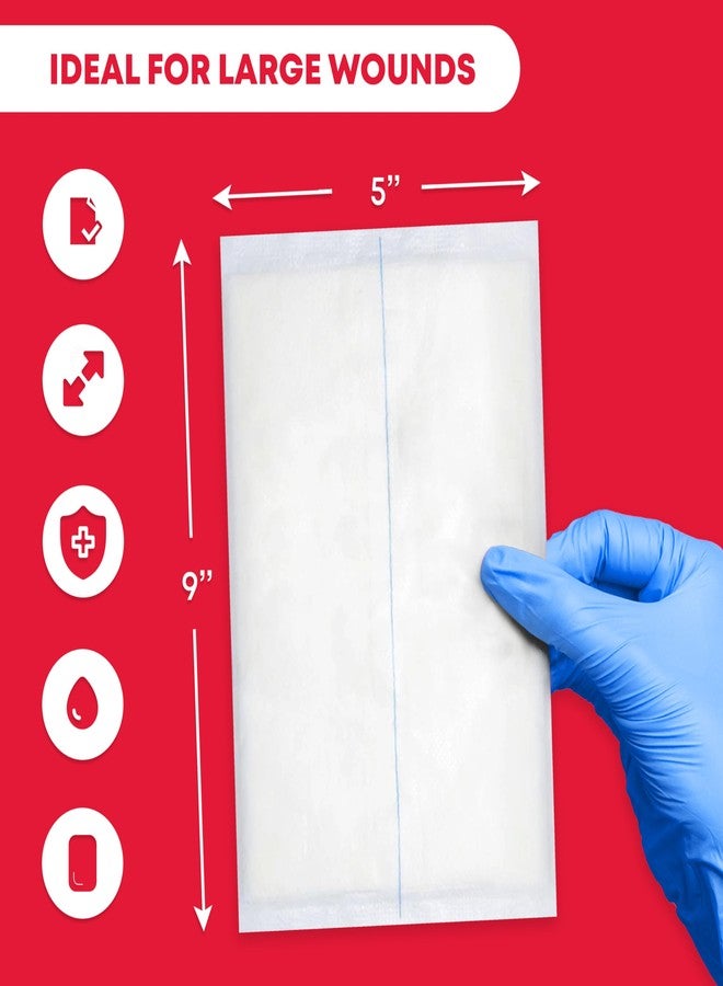 إيفر ريدي فيرست آيد ضمادات معقمة للبطن - ضمادات شاش طبي مغلفة بشكل فردي، ضمادات شاش غير لاصقة، ضمادات للبطن 5 × 9 بوصة، ضمادات للبطن، ضمادات غير لاصقة للجروح، 5 × 9 بوصة - 20 قطعة - Image 5